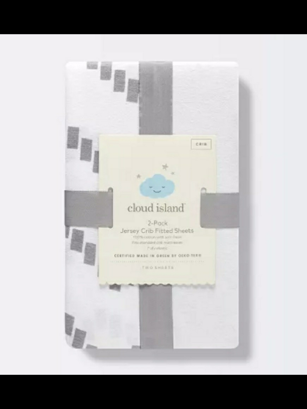 cloud island White and Gray Jersey Crib Sheets - 2 Pack